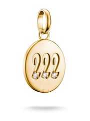 Thomas Sabo Gold Plated Charm Connect 222 Angel Number Pendant With Stones - Image 1 of 3