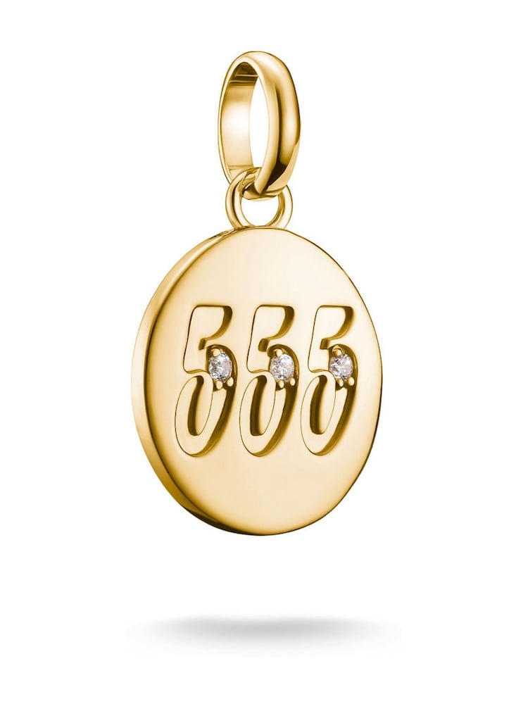 Thomas Sabo Gold Charm Connect 555 Angel Number Pendant With Stones - Image 1 of 2