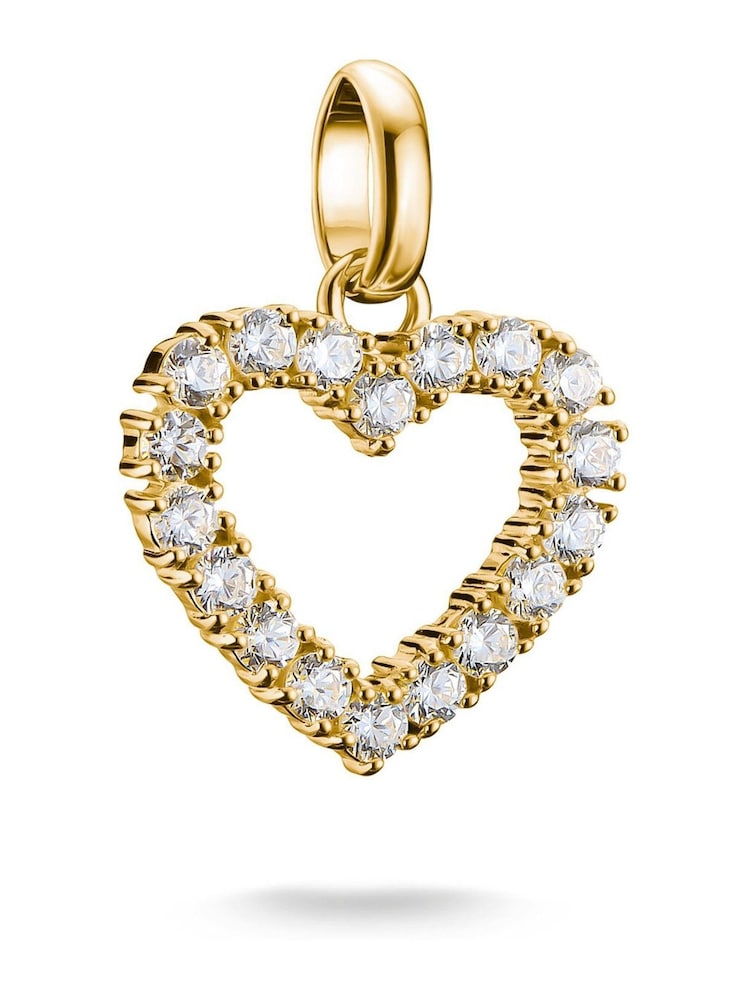 Thomas Sabo Gold Plated Charm Connect Heart With White Stones Pendant - Image 1 of 4