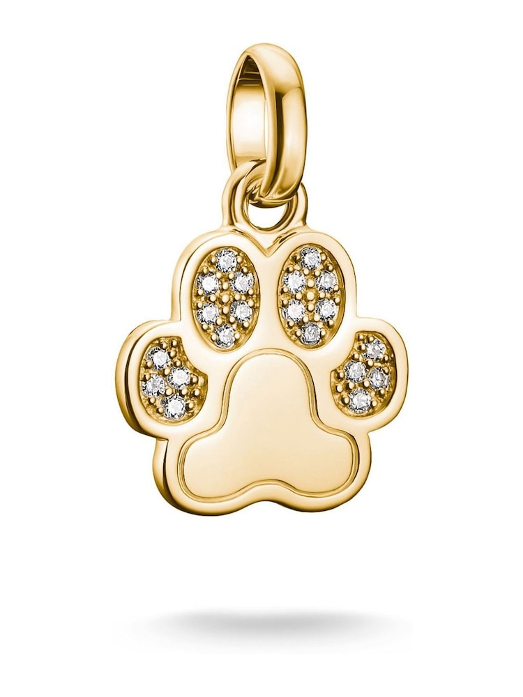 Thomas Sabo Gold Plated Charm Connect Paw Pendant With Stones - Image 1 of 4