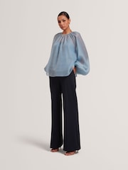 Ted Baker Blue INDRIV - High Waisted Flare Trousers - Image 2 of 7