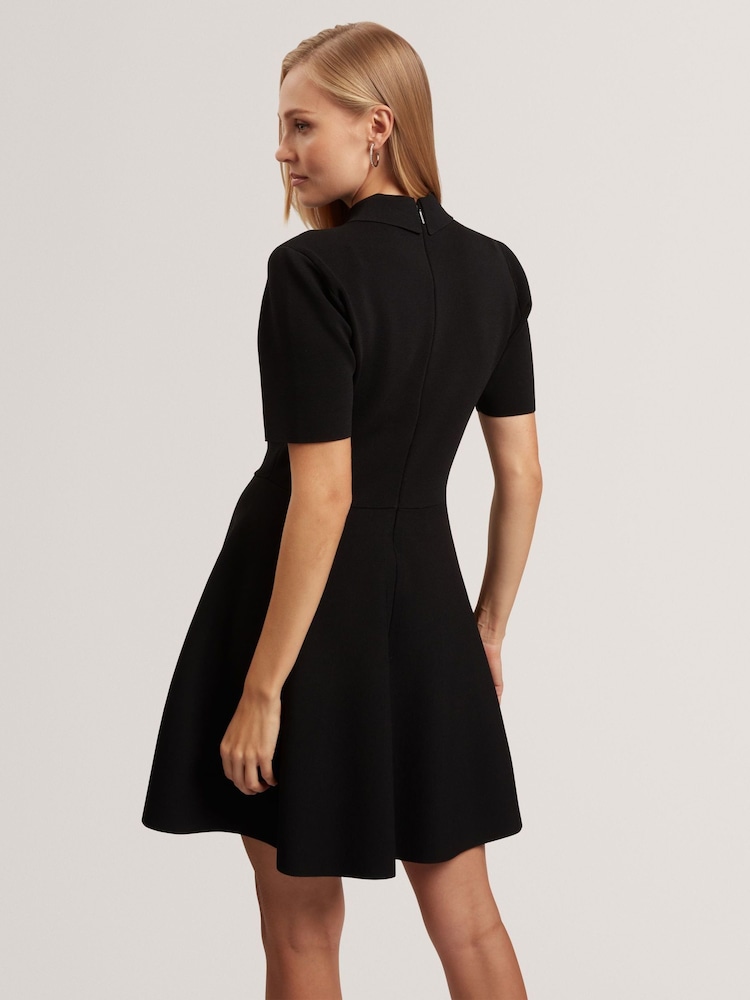 Ted Baker Black RONDAA - Mini Short Sleeve Knitted Polo Dress - Image 2 of 5 Ted Baker Black RONDAA - Mini Short Sleeve Knitted Polo Dress - Image 2 of 5