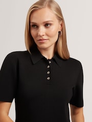 Ted Baker Black RONDAA - Mini Short Sleeve Knitted Polo Dress - Image 3 of 5