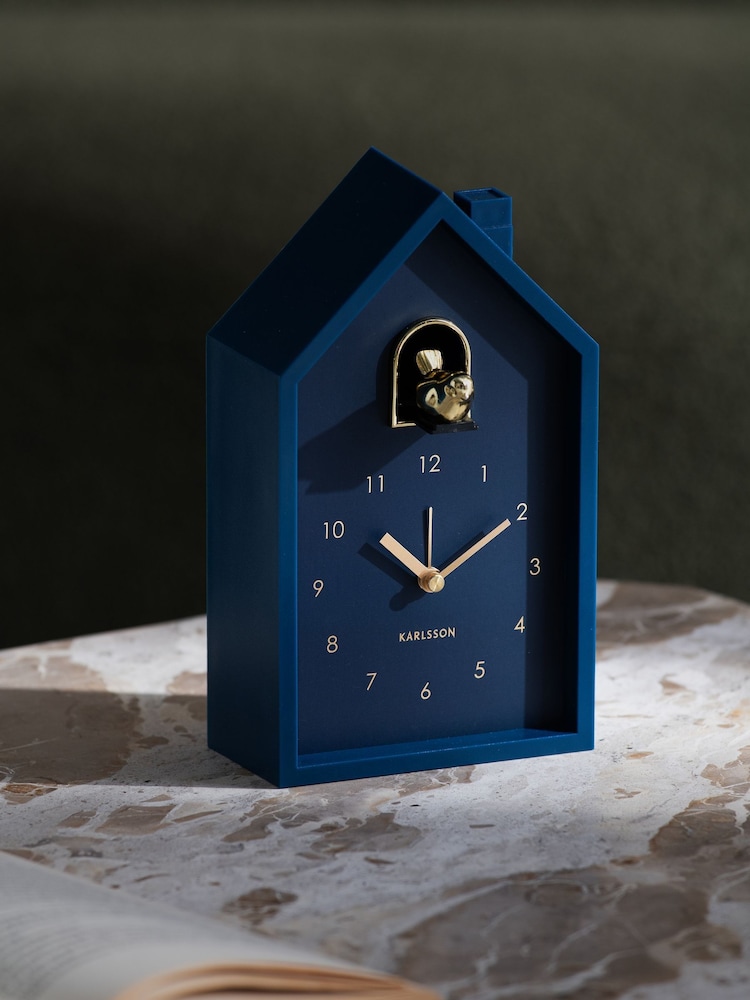 Present Time Dark Blue Oro Modern Cuckoo Alarm Clock - Image 1 of 4 Present Time Dark Blue Oro Modern Cuckoo Alarm Clock - Image 1 of 4