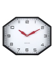 Karlsson Bright Red Modern Factory Octagon Wall Clock - Image 2 of 4
