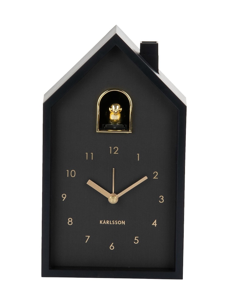 Present Time Black Oro Modern Cuckoo Alarm Clock - Image 2 of 4 Present Time Black Oro Modern Cuckoo Alarm Clock - Image 2 of 4