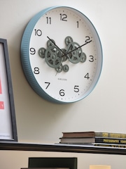 Karlsson Blue and Green Open Gear Wall Clock - Image 1 of 5