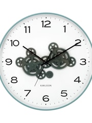 Karlsson Blue and Green Open Gear Wall Clock - Image 3 of 5