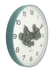 Karlsson Blue and Green Open Gear Wall Clock - Image 4 of 5