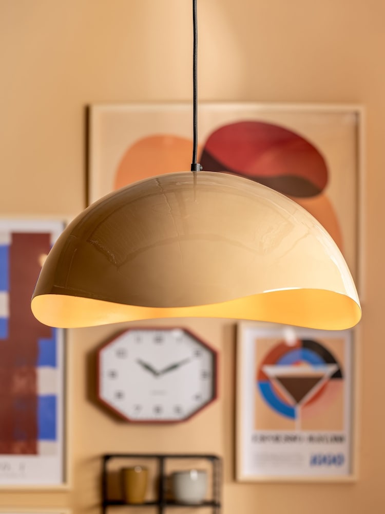 Present Time Soft Brown Waved Large Pendant Lamp - Image 1 of 3 Present Time Soft Brown Waved Large Pendant Lamp - Image 1 of 3