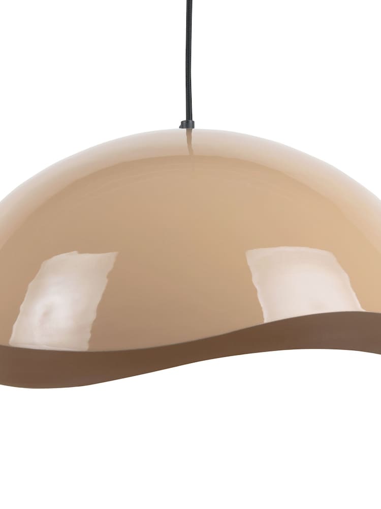 Present Time Soft Brown Waved Large Pendant Lamp - Image 2 of 3 Present Time Soft Brown Waved Large Pendant Lamp - Image 2 of 3