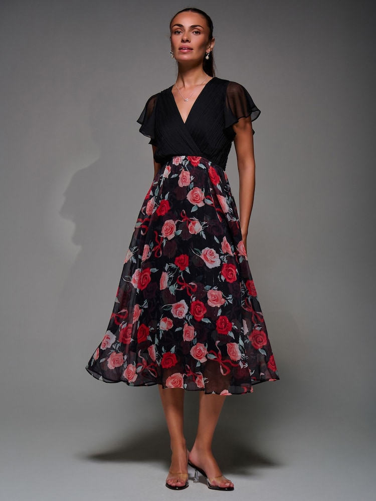 Jolie Moi Black Chrome Two Tone Chiffon Midaxi Dress - Image 1 of 6 Jolie Moi Black Chrome Two Tone Chiffon Midaxi Dress - Image 1 of 6