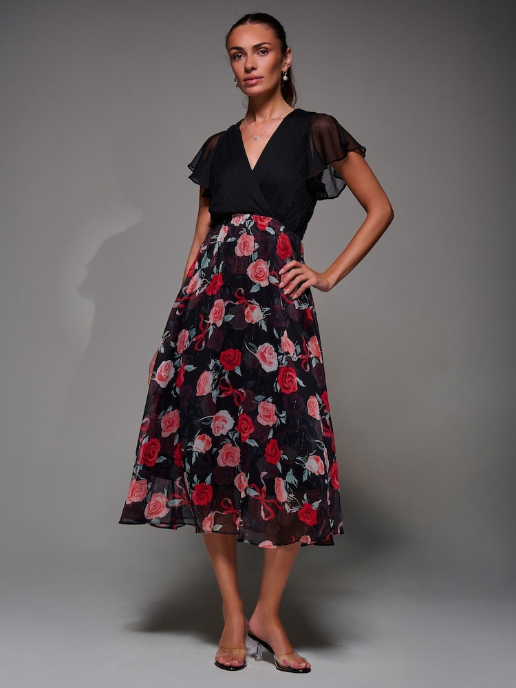 Jolie Moi Black Chrome Two Tone Chiffon Midaxi Dress - Image 6 of 6 Jolie Moi Black Chrome Two Tone Chiffon Midaxi Dress - Image 6 of 6