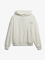 Superdry White Country Club Velour Relaxed Hoodie - Image 7 of 7