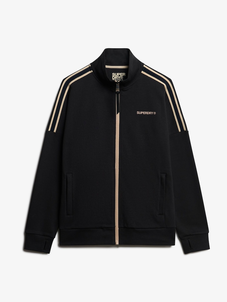 Superdry Black Tech Cult Loose Track Top - Image 6 of 6