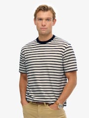 Superdry White The Merchant Store- Stripe T-Shirt - Image 1 of 7