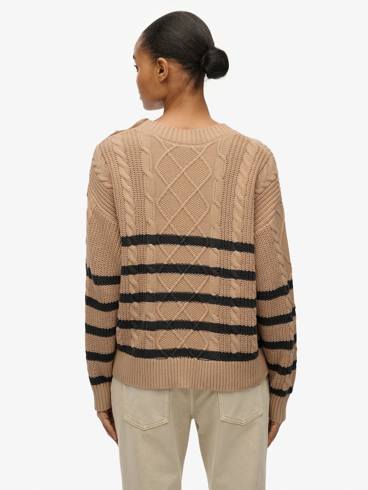 Superdry Nude Cable Crew Neck Jumper - Image 2 of 5