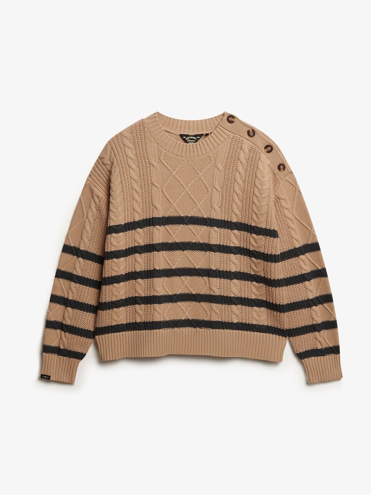 Superdry Nude Cable Crew Neck Jumper - Image 5 of 5