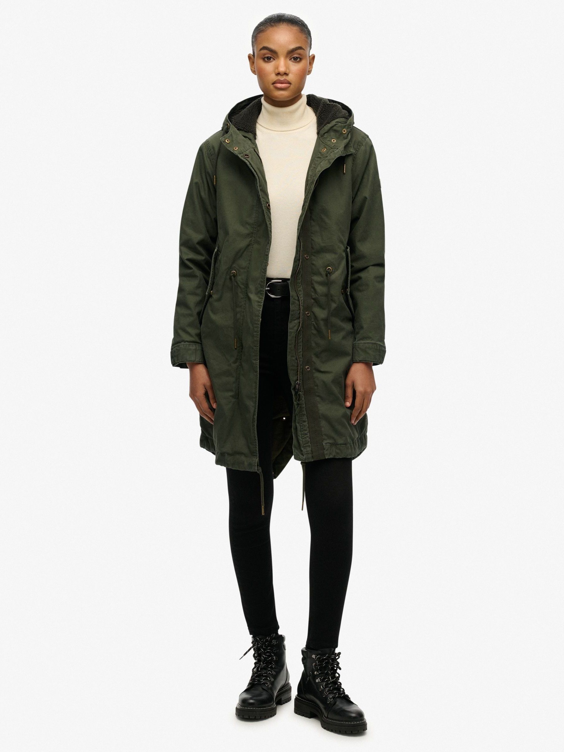 Buy Superdry Green Military Borg Fishtail Parka from Next USA