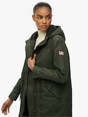 Superdry Green Military Borg Fishtail Parka - Image 5 of 8