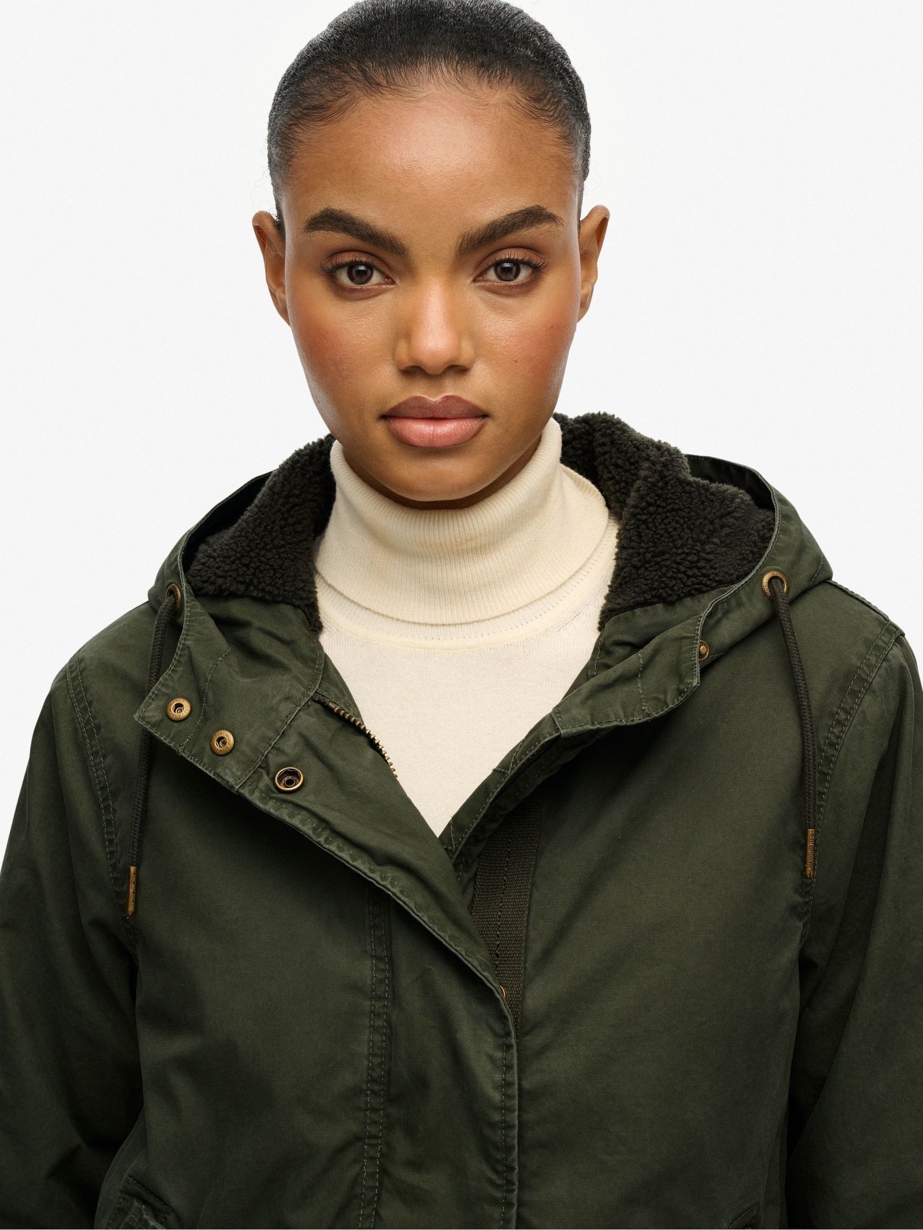 Buy Superdry Green Military Borg Fishtail Parka from Next USA
