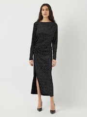 Y.A.S Embellished Velvet Maxi Black Dress - Image 1 of 6