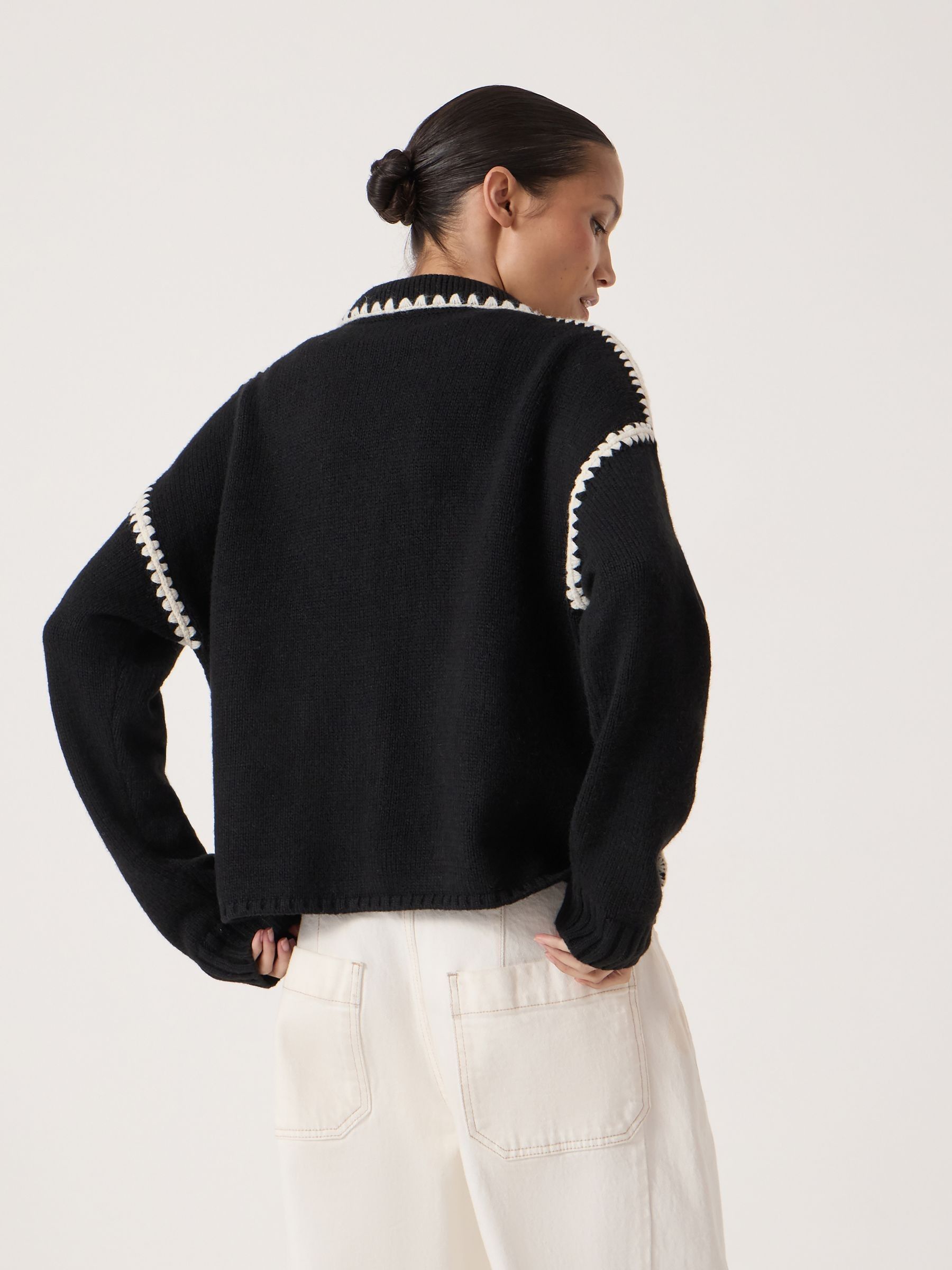Buy Hush Black Wool Blend Whipstitch Trim Shirt Jacket from Next USA