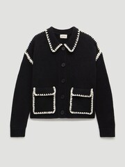 Hush Black Wool Blend Whipstitch Trim Shirt Jacket - Image 6 of 6