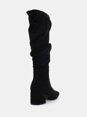 Schwarz - Novo GERI Block Heel Square Toe Ruched Knee Boot - Bild 4 von 6