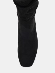Schwarz - Novo GERI Block Heel Square Toe Ruched Knee Boot - Bild 5 von 6