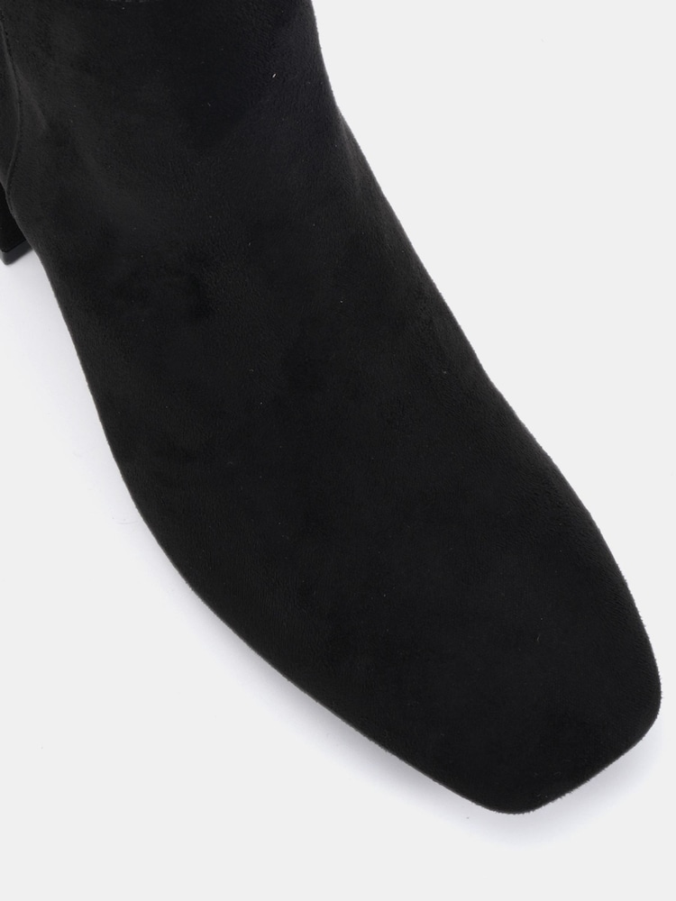 Schwarz - Novo GERI Block Heel Square Toe Ruched Knee Boot - Bild 6 von 6