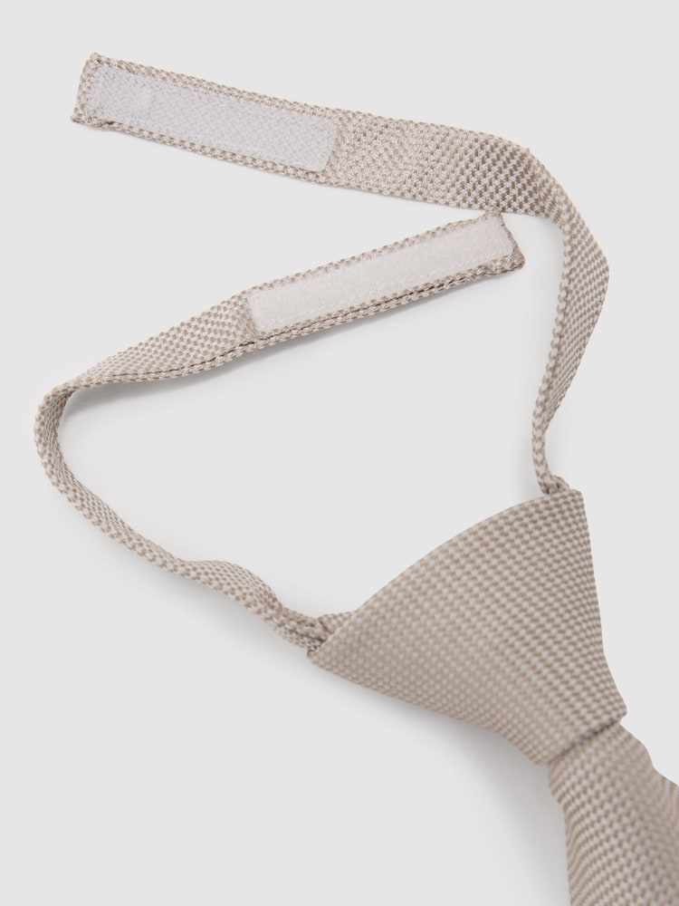 Reiss Champagne Ceremony Boys Silk Textured Tie - Image 2 of 3