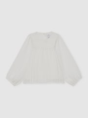 Reiss White Elle 13-14 yrs Cheesecloth Textured Blouse - Image 1 of 5