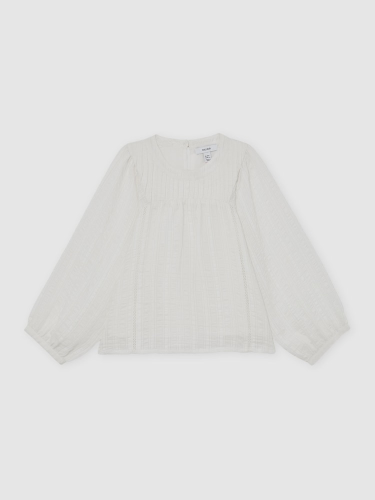 Reiss White Elle 13-14 yrs Cheesecloth Textured Blouse - Image 1 of 5