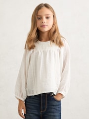 Reiss White Elle 13-14 yrs Cheesecloth Textured Blouse - Image 2 of 5