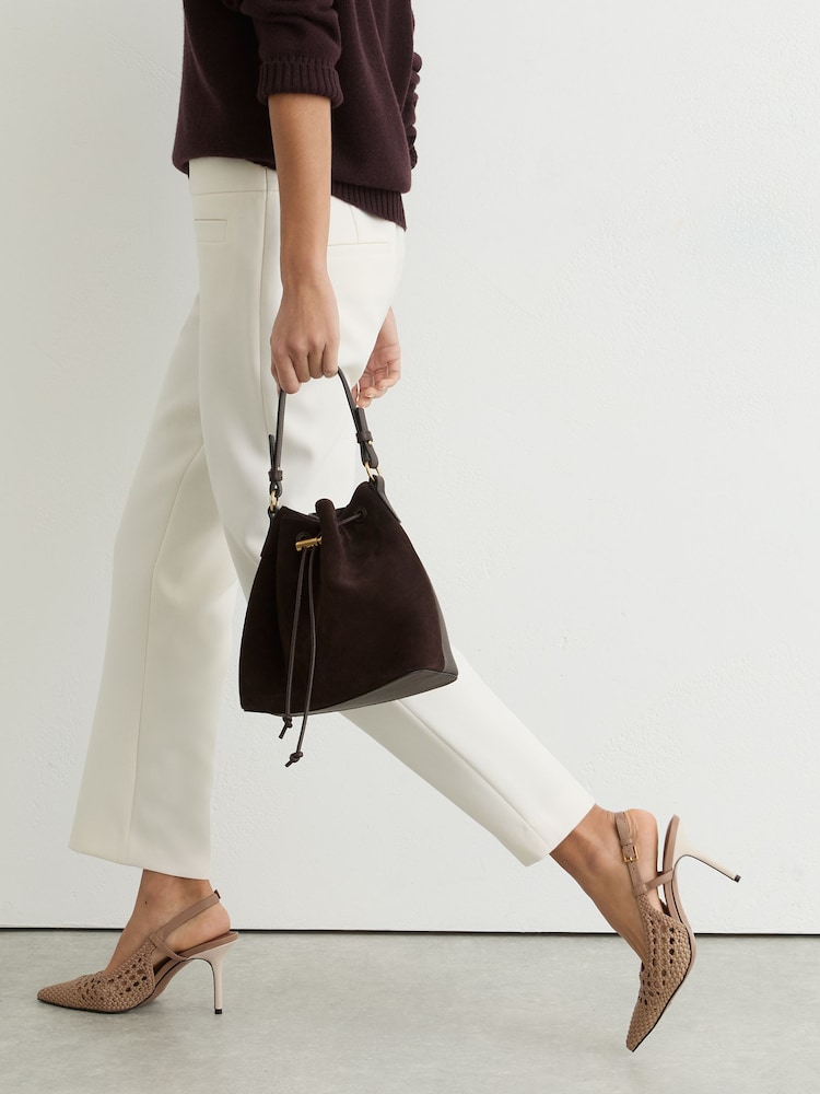 Reiss Taupe Lena Woven Leather Court Shoes - Image 1 of 6 Reiss Taupe Lena Woven Leather Court Shoes - Image 1 of 6