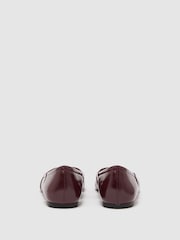 Reiss Burgundy Leona Leather Cut-Out Ballet Flats - Image 4 of 6