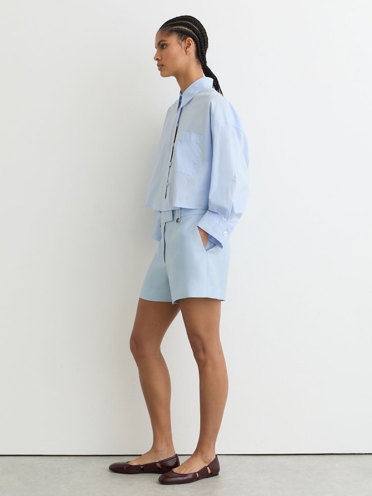 Reiss Burgundy Leona Leather Cut-Out Ballet Flats - Image 6 of 6