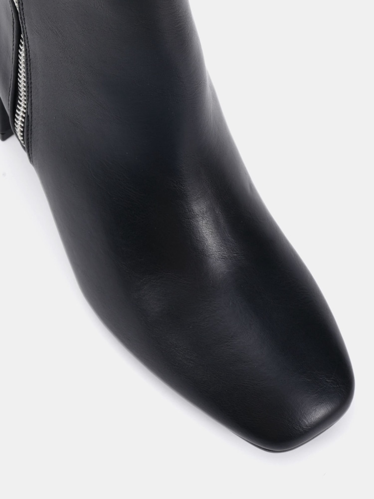 Novo Black Wide Fit Kate Zip Side Square Toe Block Heel Ankle Boots - Image 6 of 6 Novo Black Wide Fit Kate Zip Side Square Toe Block Heel Ankle Boots - Image 6 of 6