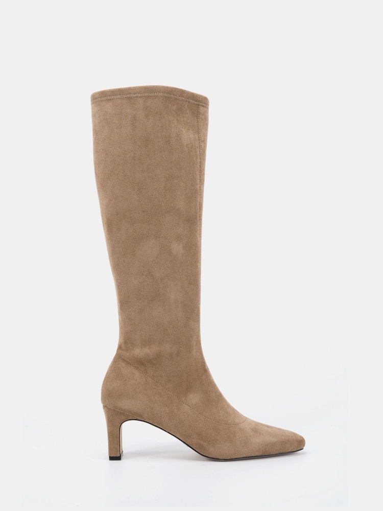 Novo Natural Regular Fit GAZE Slim Block Heel Chisel Toe Stretch Knee Boot - Image 1 of 5