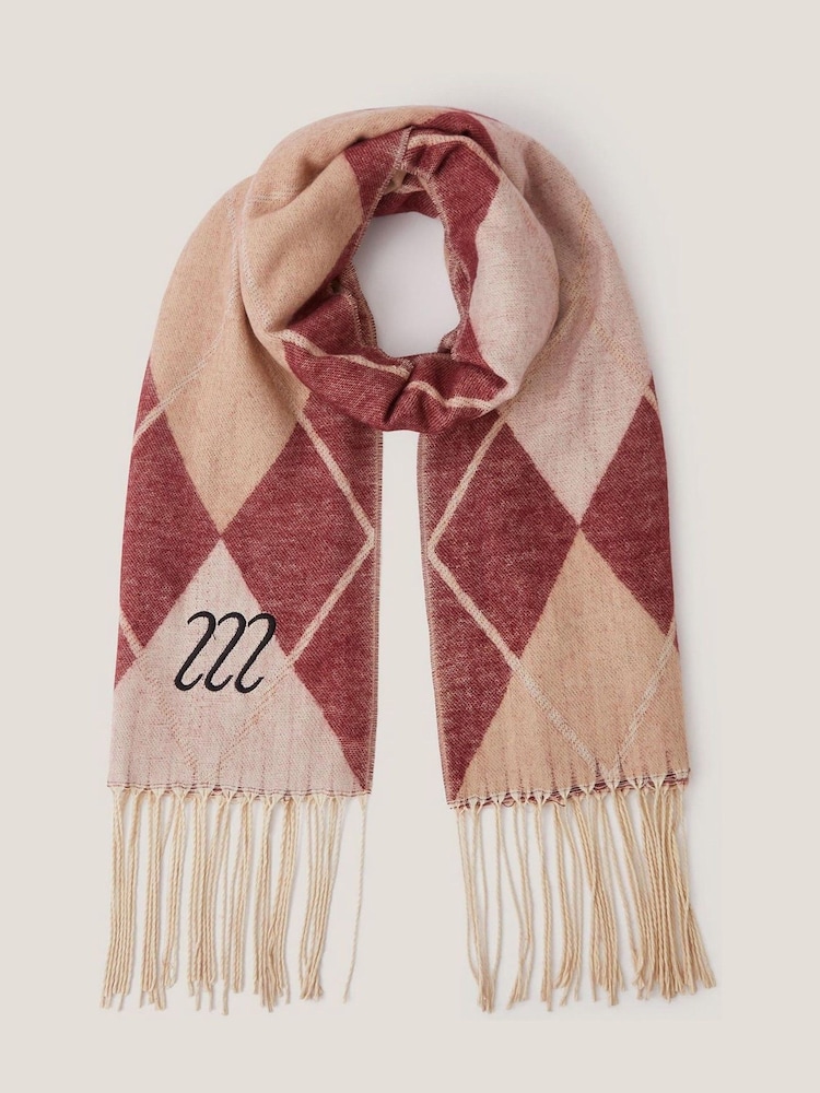 Monsoon Cream Asher Argyle Check Scarf - Image 1 of 2 Monsoon Cream Asher Argyle Check Scarf - Image 1 of 2