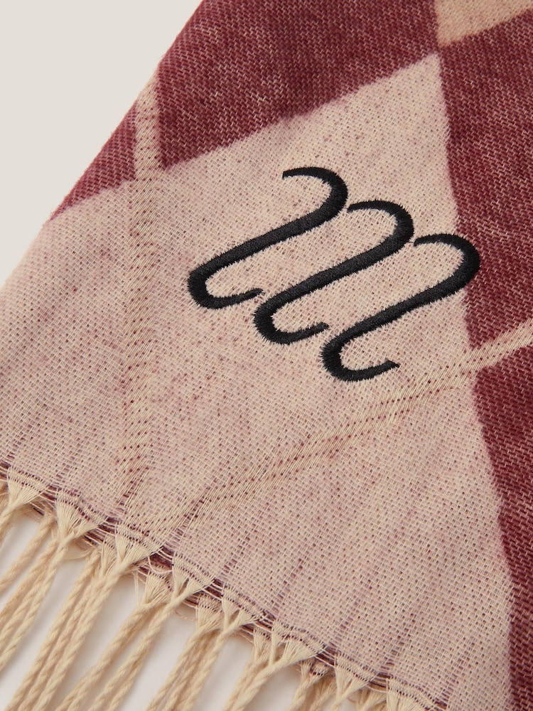 Monsoon Cream Asher Argyle Check Scarf - Image 2 of 2