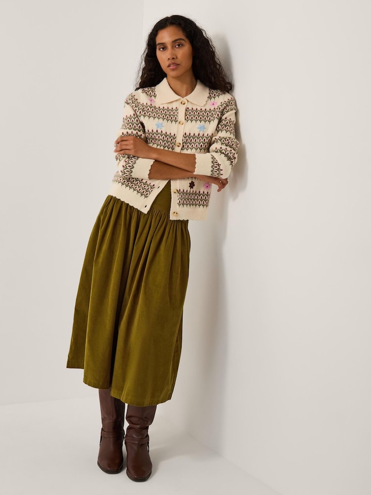 Monsoon Green Jenny Corduroy Midi Skirt - Image 2 of 5 Monsoon Green Jenny Corduroy Midi Skirt - Image 2 of 5