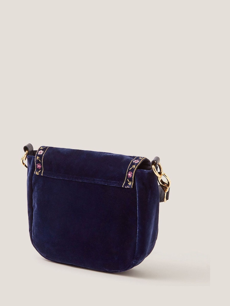 Monsoon Blue Fallon Floral Embroidered Satchel Crossbody Bag - Image 2 of 3 Monsoon Blue Fallon Floral Embroidered Satchel Crossbody Bag - Image 2 of 3