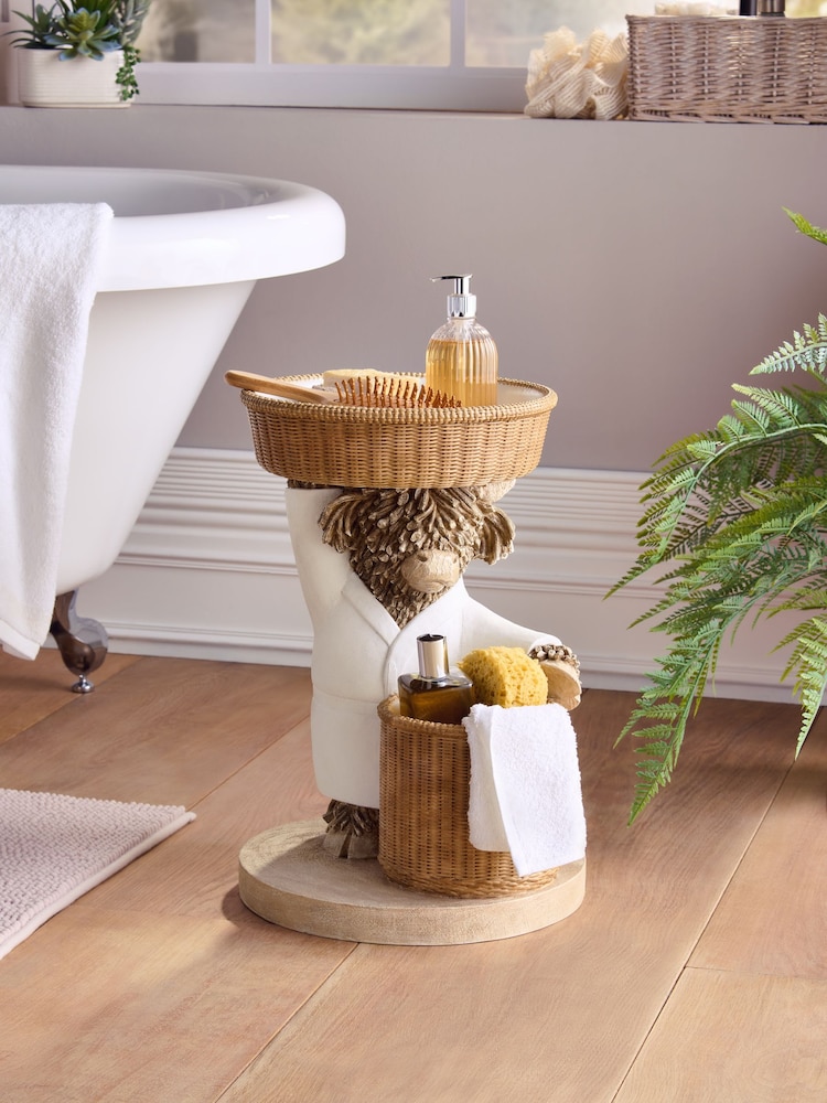 Dark Natural Hamish the Highland Cow Basket Bath Side Table - Image 1 of 4