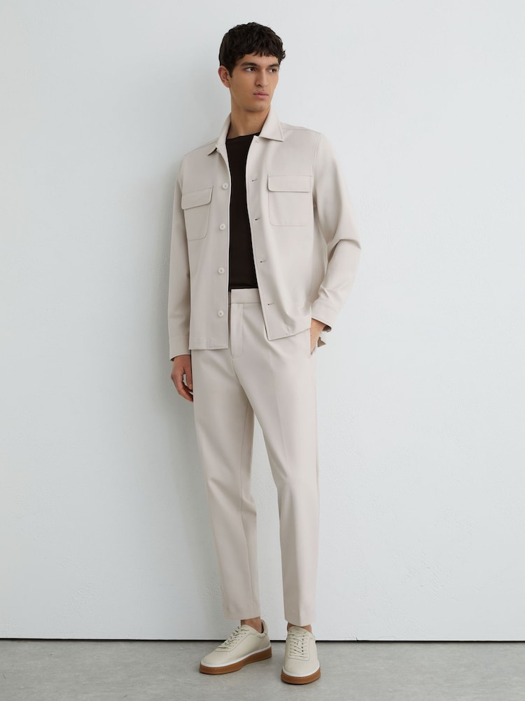 Reiss Stone Cleric Trouser Technical Elasticated-Waist Tapered Trousers - Image 1 of 6 Reiss Stone Cleric Trouser Technical Elasticated-Waist Tapered Trousers - Image 1 of 6