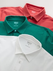 Red/Teal/White Plain Motionflex Short Sleeve Jersey Polo Shirts 3 Pack - Image 8 of 9