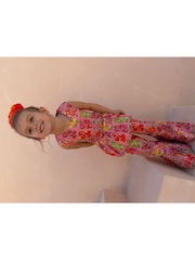 Never Fully Dressed Pink Fruit Cotton Flare Top and Trousers Set - Image 2 of 8