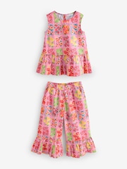 Never Fully Dressed Pink Fruit Cotton Flare Top and Trousers Set - Image 5 of 8