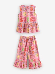 Never Fully Dressed Pink Fruit Cotton Flare Top and Trousers Set - Image 6 of 8